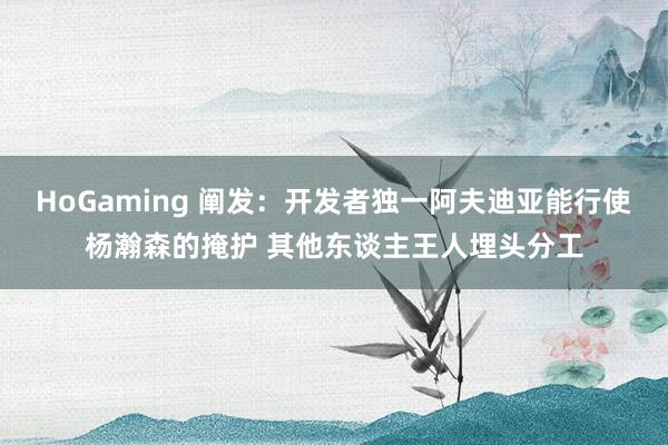 HoGaming 阐发：开发者独一阿夫迪亚能行使杨瀚森的掩护 其他东谈主王人埋头分工
