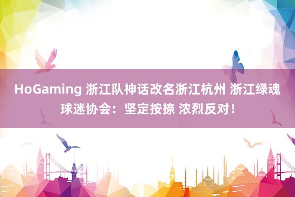 HoGaming 浙江队神话改名浙江杭州 浙江绿魂球迷协会：坚定按捺 浓烈反对！
