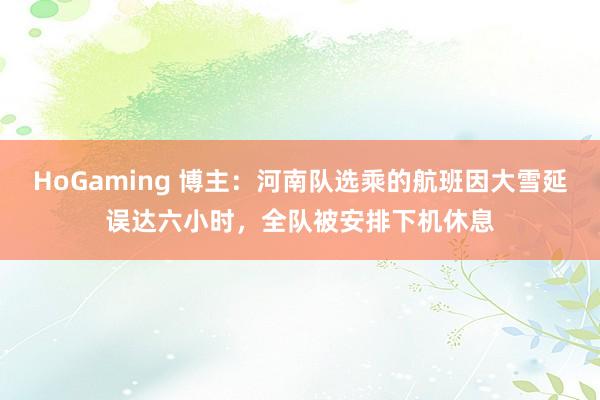 HoGaming 博主：河南队选乘的航班因大雪延误达六小时，全队被安排下机休息