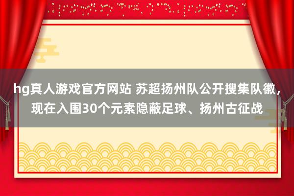 hg真人游戏官方网站 苏超扬州队公开搜集队徽，现在入围30个元素隐蔽足球、扬州古征战