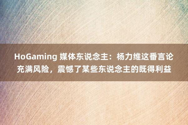 HoGaming 媒体东说念主：杨力维这番言论充满风险，震憾了某些东说念主的既得利益