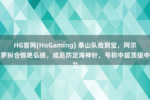 HG官网(HoGaming) 泰山队捡到宝，阿尔瓦罗纠合惊艳弘扬，成后防定海神针，号称中超顶级中卫