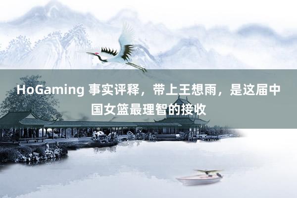 HoGaming 事实评释，带上王想雨，是这届中国女篮最理智的接收