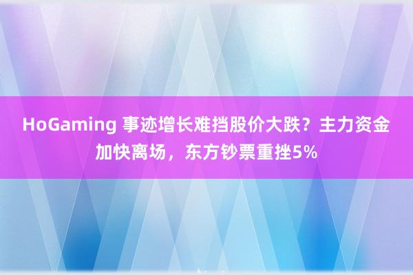 HoGaming 事迹增长难挡股价大跌？主力资金加快离场，东方钞票重挫5%