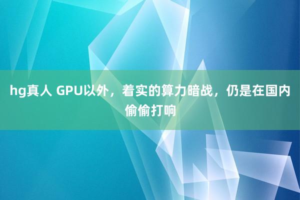 hg真人 GPU以外，着实的算力暗战，仍是在国内偷偷打响