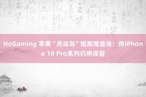 HoGaming 苹果“灵动岛”短期难退场：传iPhone 18 Pro系列仍将保留