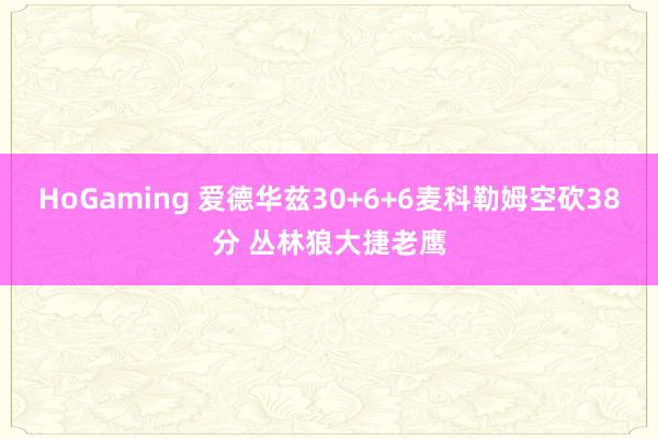 HoGaming 爱德华兹30+6+6麦科勒姆空砍38分 丛林狼大捷老鹰