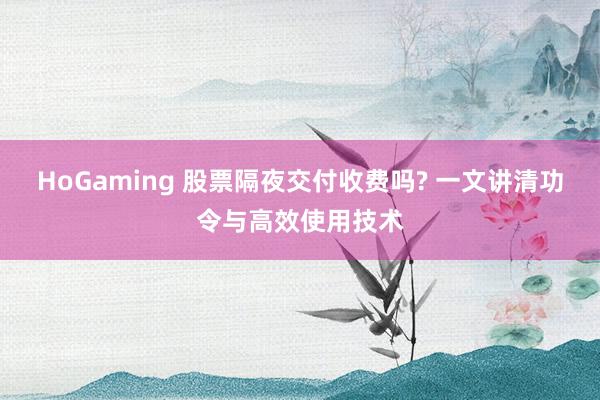 HoGaming 股票隔夜交付收费吗? 一文讲清功令与高效使用技术