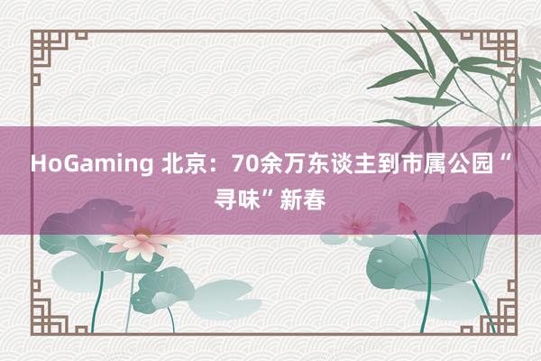 HoGaming 北京：70余万东谈主到市属公园“寻味”新春