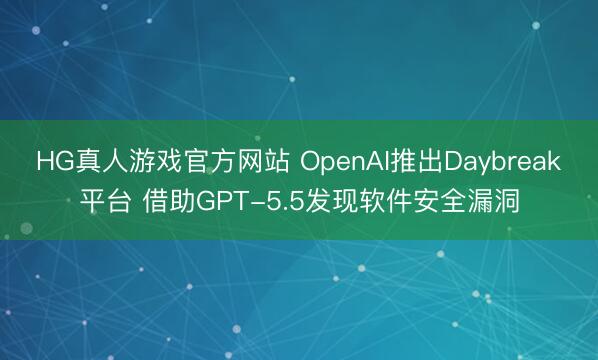 HG真人游戏官方网站 OpenAI推出Daybreak平台 借助GPT-5.5发现软件安全漏洞