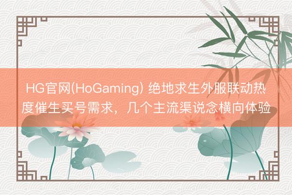 HG官网(HoGaming) 绝地求生外服联动热度催生买号需求，几个主流渠说念横向体验
