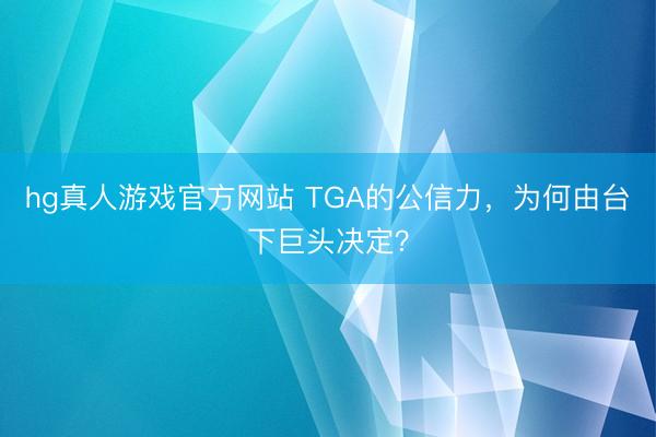 hg真人游戏官方网站 TGA的公信力，为何由台下巨头决定？
