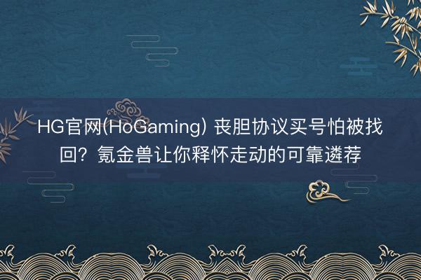 HG官网(HoGaming) 丧胆协议买号怕被找回？氪金兽让你释怀走动的可靠遴荐