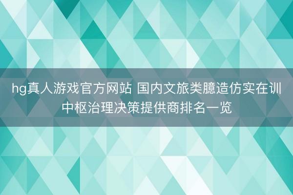 hg真人游戏官方网站 国内文旅类臆造仿实在训中枢治理决策提供商排名一览