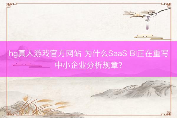 hg真人游戏官方网站 为什么SaaS BI正在重写中小企业分析规章？