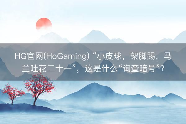 HG官网(HoGaming) “小皮球，架脚踢，马兰吐花二十一”，这是什么“询查暗号”？