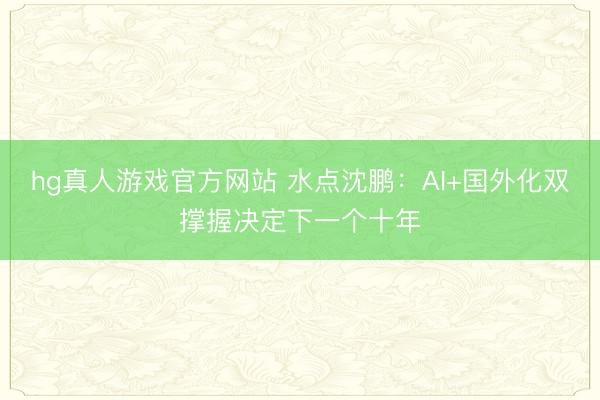 hg真人游戏官方网站 水点沈鹏：AI+国外化双撑握决定下一个十年