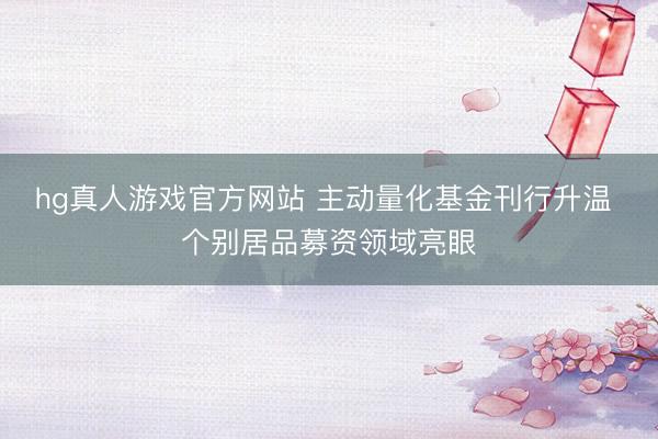 hg真人游戏官方网站 主动量化基金刊行升温 个别居品募资领域亮眼