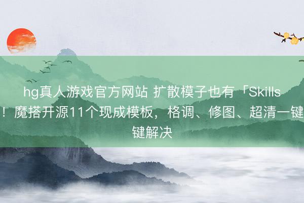 hg真人游戏官方网站 扩散模子也有「Skills」了！魔搭开源11个现成模板，格调、修图、超清一键解决